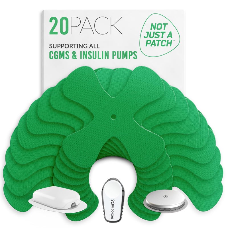 Not Just A Patch XPatch CGM Sensor Patches 20 Pack Water Resistant Omnipod 5 Adhesive Patches Durable for Active Lifestyle for 1014 Days Compatible with Dexcom G6 Libre 2 in Green